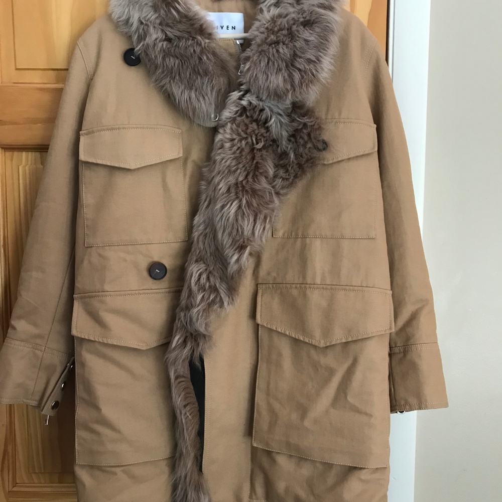 LIVEN women's genuine lamb shearling parka